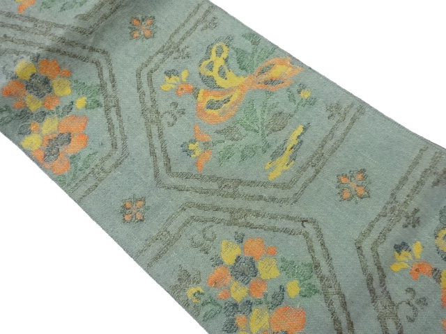 JAPANESE NAGOYA OBI / TSUMUGI / WOVEN FLOWER